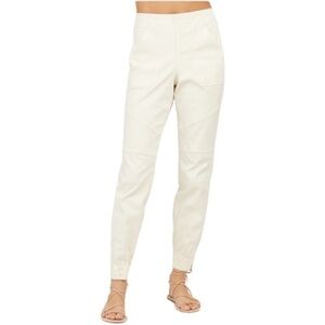 Spanx white cargo twill joggers L